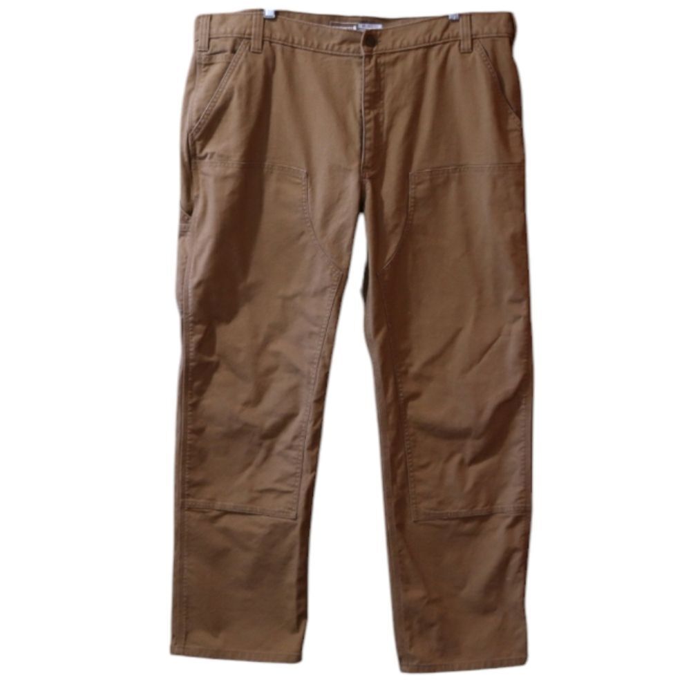 Carhartt Mens Tan Cargo Canvas Work Pants 42 x 32 Relaxed Fit Rugged Flex Jeans